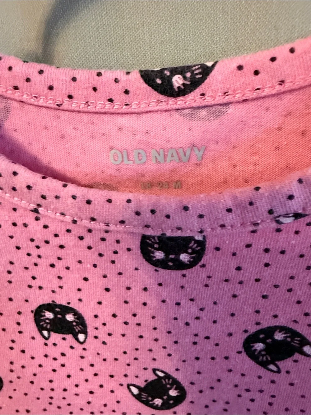 Old Navy Pink Top with Black Cat Print Matching Set with White Leggings
